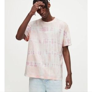 All Saints Pink and White Tie-Dye Short Sleeve Tee